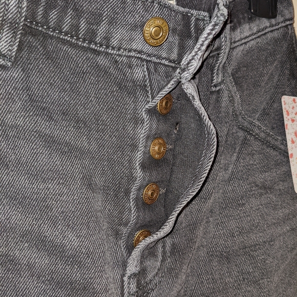 Free People Black Distressed Jean Mini Skirt - Picture 3 of 4